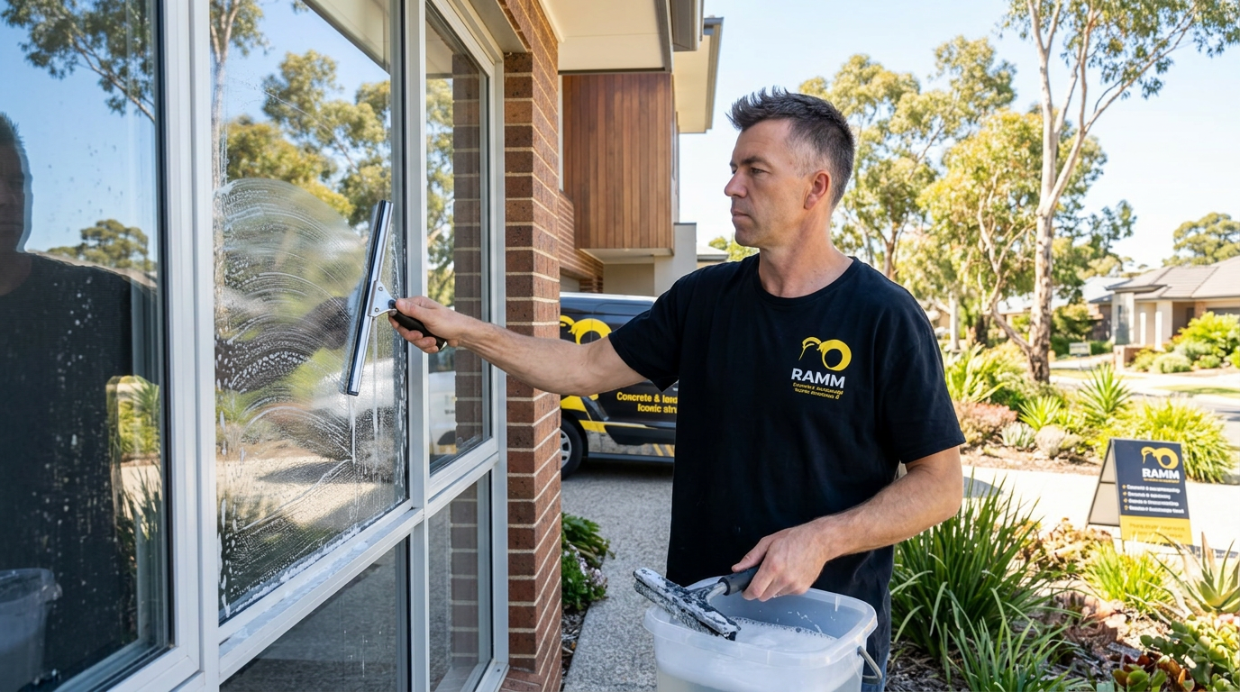 Window washing on a Mornington Peninsula home